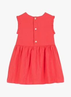 PETIT BATEAU Robe Courte Col Rond En Lin | Rouge -Petit Bateau Soldes 4158862