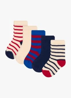 PETIT BATEAU Lot De 5 Paires De Chaussettes Rayées En Coton Mélangé | Multicolore