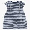 PETIT BATEAU Robe Col Rond à Rayures En Coton | Bleu -Petit Bateau Soldes 4158902