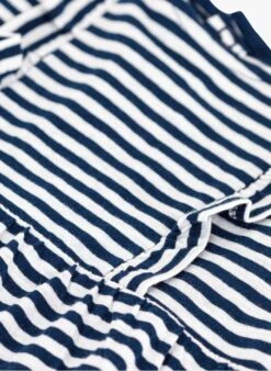 PETIT BATEAU Robe Col Rond à Rayures En Coton | Bleu -Petit Bateau Soldes 4158904
