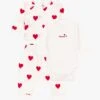 PETIT BATEAU Ensemble 3 Pièces Coeurs En Coton Bio | Orange -Petit Bateau Soldes 4158926