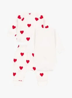 PETIT BATEAU Ensemble 3 Pièces Coeurs En Coton Bio | Orange -Petit Bateau Soldes 4158927