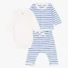 PETIT BATEAU Ensemble En Molleton Rayé En Coton Bio | Bleu -Petit Bateau Soldes 4158942