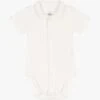 PETIT BATEAU Body Avec Col Claudine En Coton | Blanc -Petit Bateau Soldes 4163447