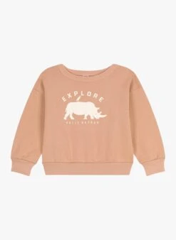 PETIT BATEAU Sweat Col Rond Imprimé En Coton | Rose