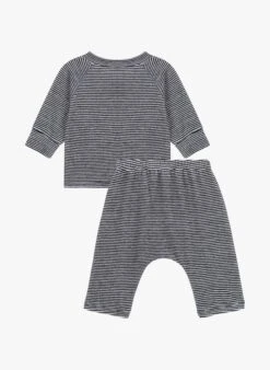 PETIT BATEAU Ensemble à Rayures En Velours | Noir -Petit Bateau Soldes 4163460