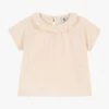 PETIT BATEAU Blouse Col Rond En Gaze De Coton | Beige -Petit Bateau Soldes 4163461