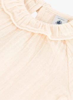 PETIT BATEAU Blouse Col Rond En Gaze De Coton | Beige -Petit Bateau Soldes 4163463