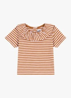 PETIT BATEAU Top Col Rond En Coton à Rayures | Orange