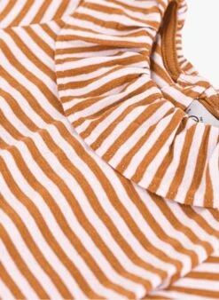 PETIT BATEAU Top Col Rond En Coton à Rayures | Orange -Petit Bateau Soldes 4163470