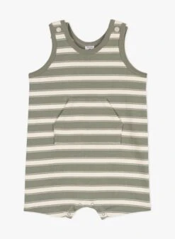 PETIT BATEAU Combinaison Courte à Rayures En Coton Bio | Vert