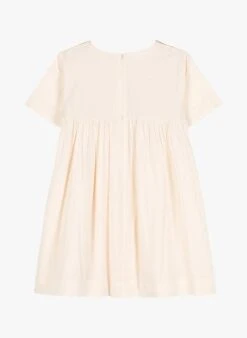 PETIT BATEAU Robe Col Rond En Popeline De Coton | Beige -Petit Bateau Soldes 4182145