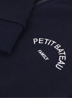 PETIT BATEAU Sweat Zippé à Capuche En Coton | Noir -Petit Bateau Soldes 4182160