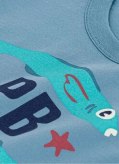 PETIT BATEAU Tee-shirt Col Rond Imprimé En Coton | Bleu -Petit Bateau Soldes 4182163