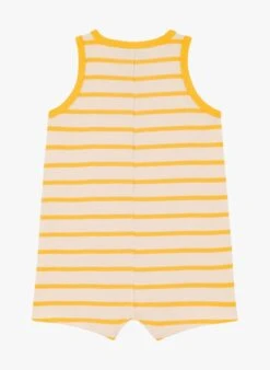 PETIT BATEAU Combinaison Courte En Maille Rayée En Coton Bio | Jaune -Petit Bateau Soldes 4182183