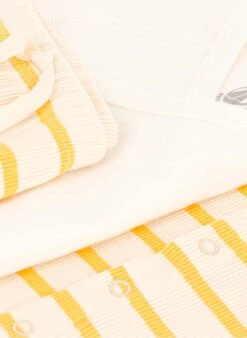 PETIT BATEAU Ensemble Pyjama Rayé Et Body En Coton | Jaune -Petit Bateau Soldes 4182193
