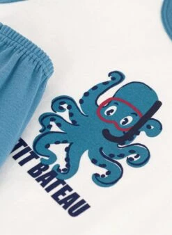 PETIT BATEAU Pyjama Imprimé En Coton | Bleu -Petit Bateau Soldes 4182197