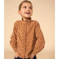 PETIT BATEAU Blouse Manches Longues En Velours Fin Fleuri