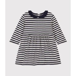 PETIT BATEAU Robe Manches Longues En Tubique Rayé
