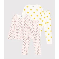 PETIT BATEAU Lot De 2 Pyjamas Long Imprimé Cœur