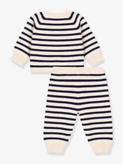 Ensemble 2 Pièces Bébé En Tricot Rayé Laine Et Coton PETIT BATEAU -Petit Bateau Soldes ensemble 2 pieces bebe en tricot raye laine et coton petit bateau 3
