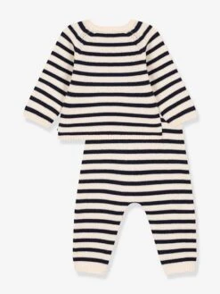 Ensemble En Tricot Laine Et Coton Rayure Marinière Bébé PETIT BATEAU -Petit Bateau Soldes ensemble en tricot laine et coton rayure mariniere bebe petit bateau 3