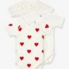 Lot De 3 Bodies Croisés Manches Courtes Coeurs Bébé Naissance En Coton Bio PETIT BATEAU -Petit Bateau Soldes lot de 3 bodies croises manches courtes coeurs bebe naissance en coton bio petit bateau