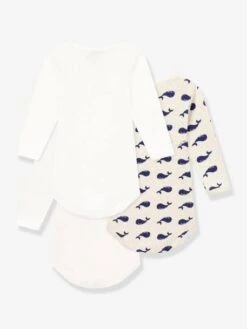 Lot De 3 Bodies Manches Longues Baleines Bébé En Coton PETIT BATEAU -Petit Bateau Soldes lot de 3 bodies manches longues baleines bebe en coton petit bateau 2